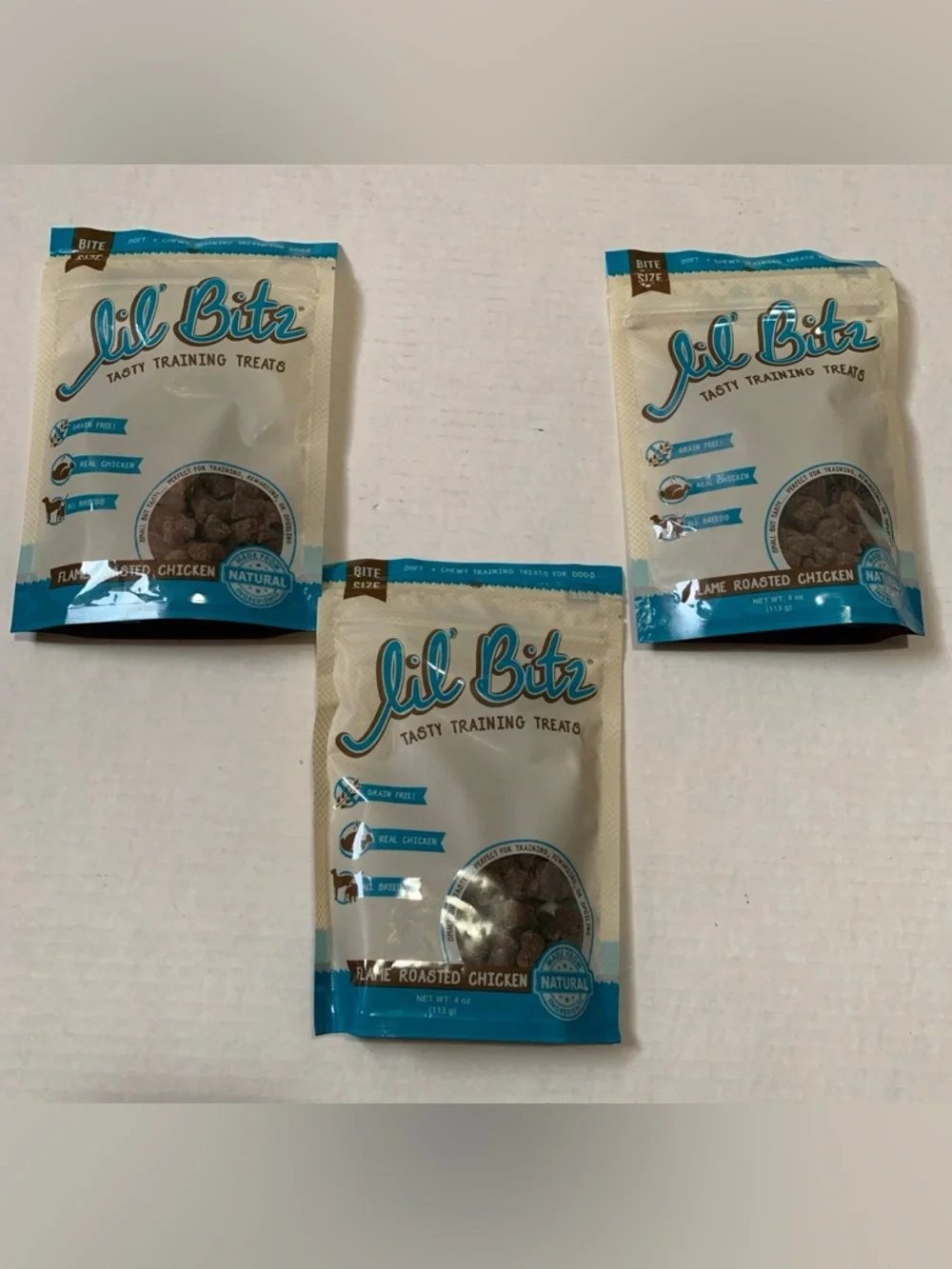 Set of 3 (4oz each) Lil Bitz Training Treats for Dogs, Bite Size Reward  Snack